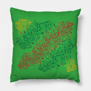 Lithuanian Vine Pattern - Yellow, Green and Red Pillow