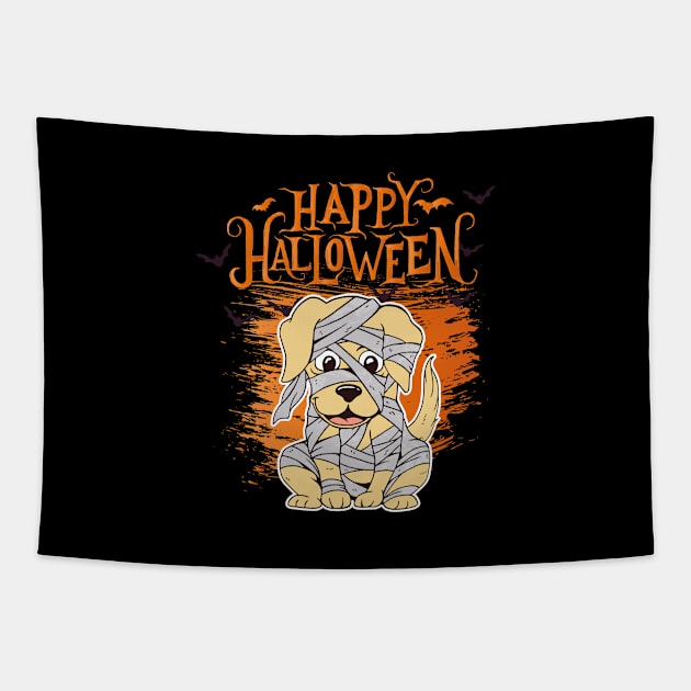 Halloween Happy Halloween Funny Dog Costume Tapestry by Pummli