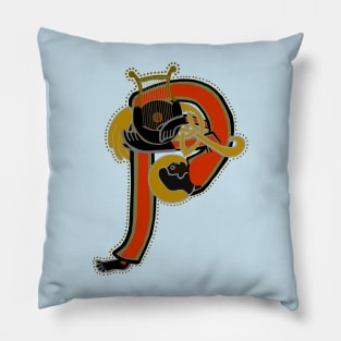 Dark Angel Letter P Version2  Ochre Pillow