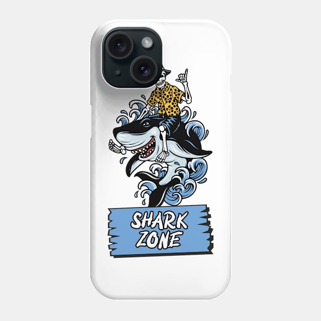 Surfer Shark Zone Phone Case by Tip Top Tee's