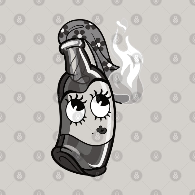 Vintage Cartoon Molotov Cocktail Girl by CTKR Studio