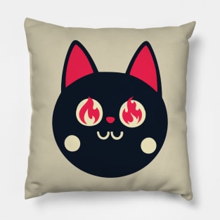 Black Cat With Fiery Eyes Vector Art Pillow