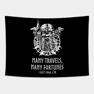 Viking Mythology Norse Proverb - Many Travels, Many Fortunes Tapestry