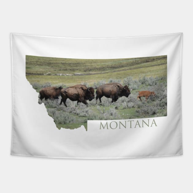 Montana Bison Herd Tapestry by Whisperingpeaks