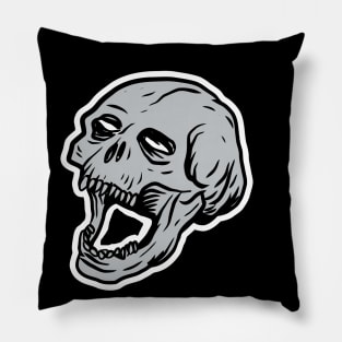 Skull head with blank, soulless eyes. Pillow