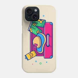 Suitcase With hat And swimsuit Cartoon Phone Case