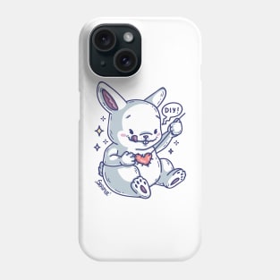 Bunny rabbit patching up the heart saying DIY Phone Case