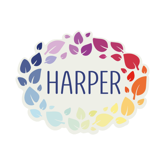 Harper name with colorful leaves by WildMeART