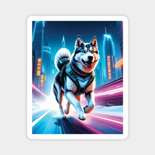 Cyberpunk Husky Magnet