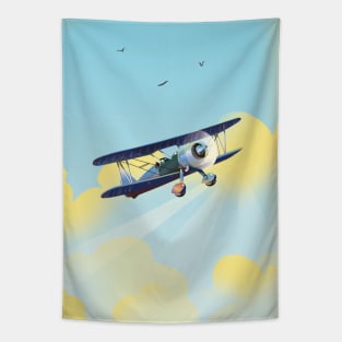 Vintage American Bi plane Tapestry