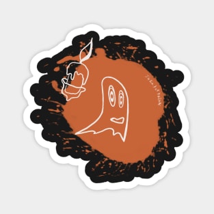 Scary Halloween ghost with a candle Magnet