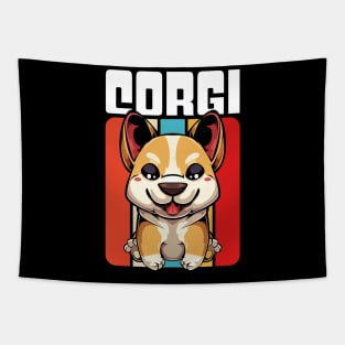 Welsh Corgi - Cute Retro Style Kawaii Dog Tapestry