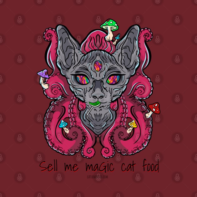 Sell me magic cat food - Catsondrugs.com - rave, edm, festival, techno, trippy, music, 90s rave, psychedelic, party, trance, rave music, rave krispies, rave by catsondrugs.com