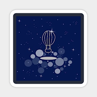 hot air balloon, flight, travel, adventure, dream, illustration, night, light, shine, universe, cosmos, galaxy Magnet