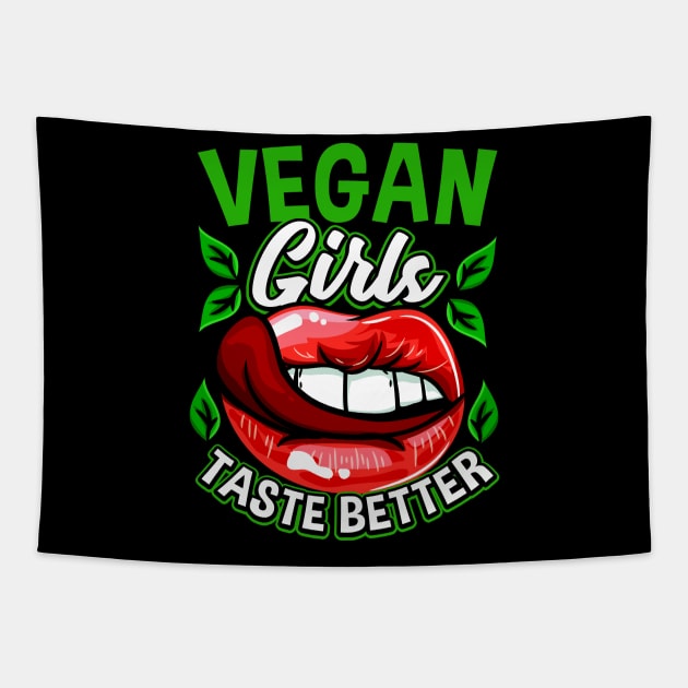 Vegan Girls Taste Better - Cute Animal Lover Gift Tapestry by biNutz