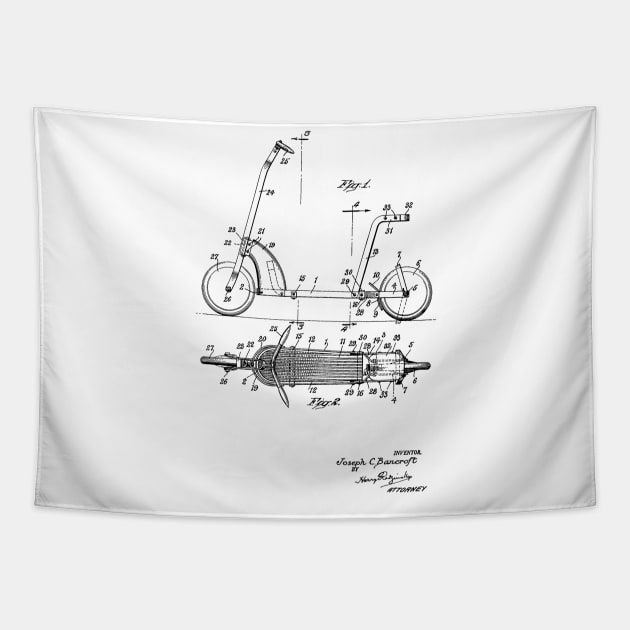 Scooter Vintage Patent Hand Drawing Tapestry by TheYoungDesigns