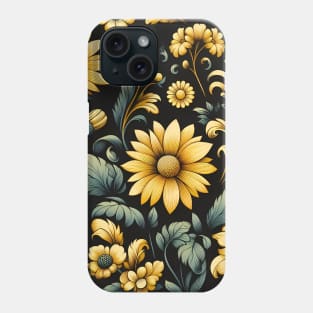 Yellow Floral Illustration Phone Case