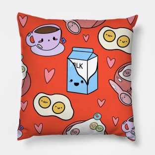 Kawaii Breakfast-Red Pillow