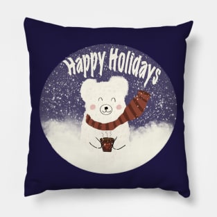 Happy Holidays Bear Pillow