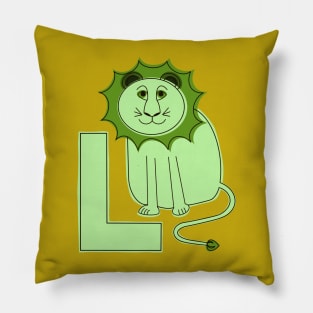 L is for Lion - Green L Initial Pillow