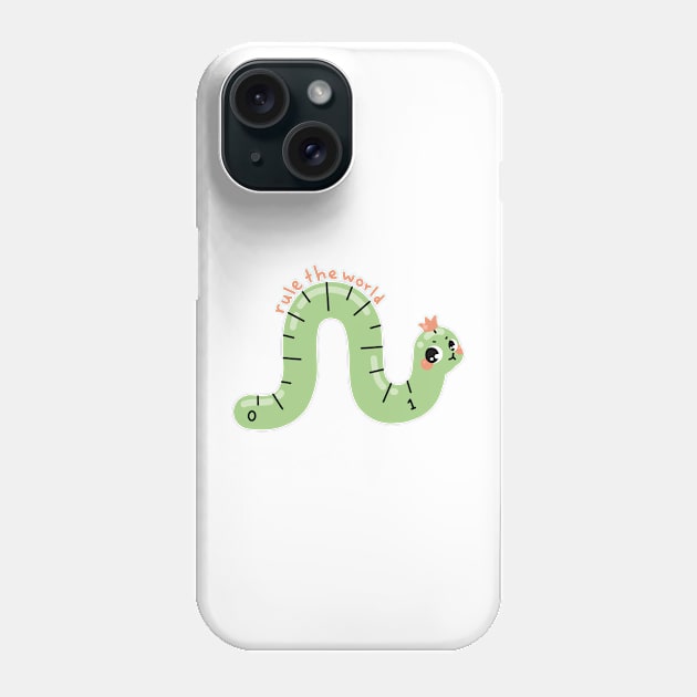 Rule the World Worm Pun Back to School Art Phone Case by Sweetums Art Shop