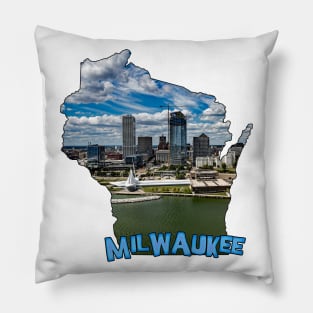 Wisconsin State Outline (Milwaukee) Pillow