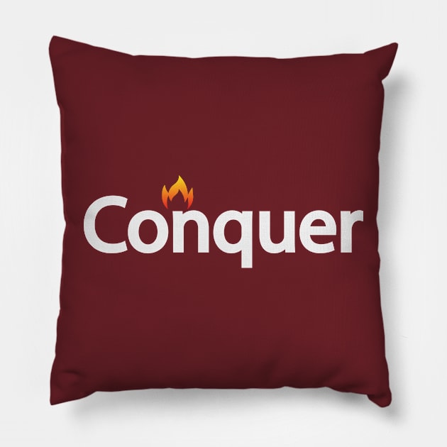 Conquer typographic artwork Pillow by CRE4T1V1TY