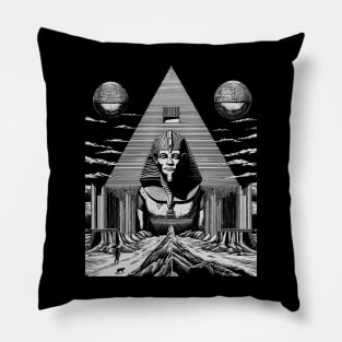 Esoteric Egypt Pyramid Black and White Illustration Tee: Mystical T-Shirt Pillow