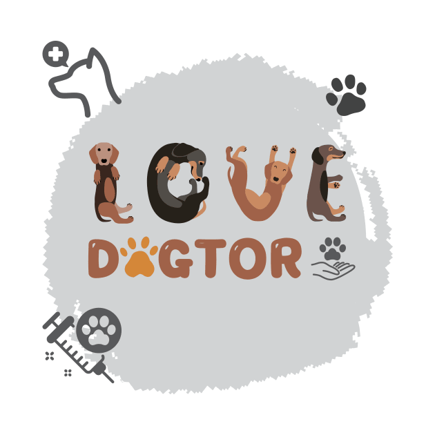 Veterinarian Gifts: Love Dogtor Dog Typography by KPUPGOODS