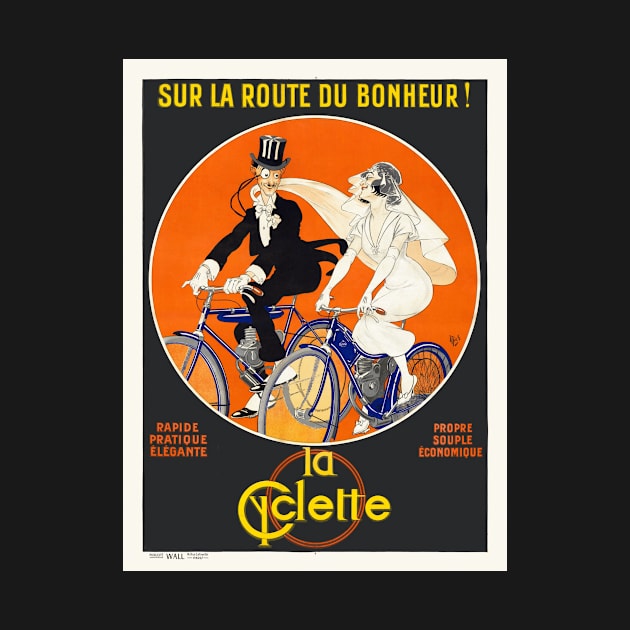 Sur la route du bonheur La Cyclette Vintage Poster by vintagetreasure