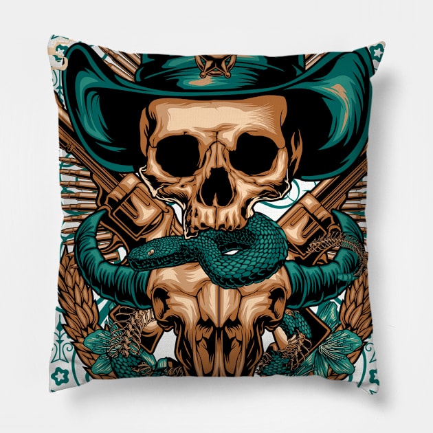 Cowboy Skull Pillow by FirmanHatibu123