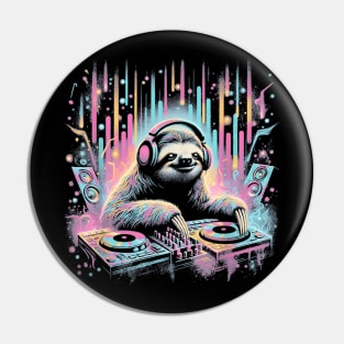 Sloth Wearing Headphones Music  Turntables Pin