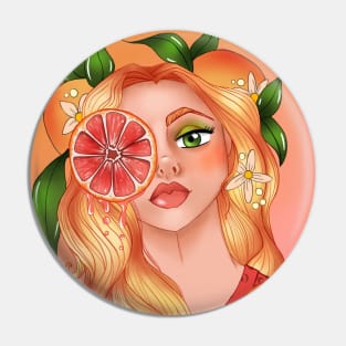 Grapefruit Girl Pin