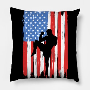 American Flag Muay Thai Graphic Pillow