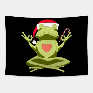 Santa Christmas Holiday Frog Meditating Tapestry