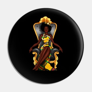 Afro African Queen, Beauty, Melanin Woman, Kente Pattern Pin