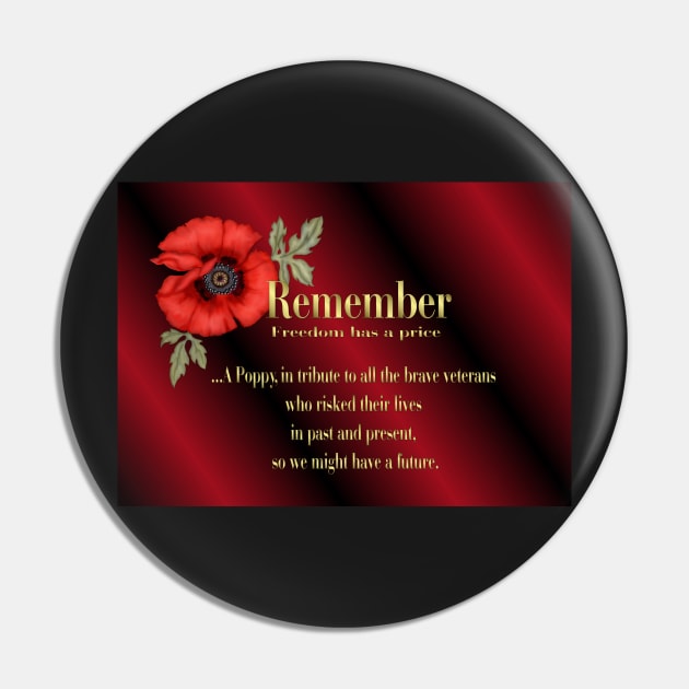 Remember Veterans Poppy Pin by SpiceTree