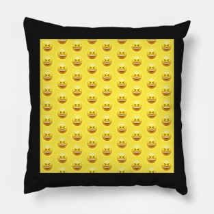 Grinning Squinting Face Emoji Pattern | Pop Art Pillow