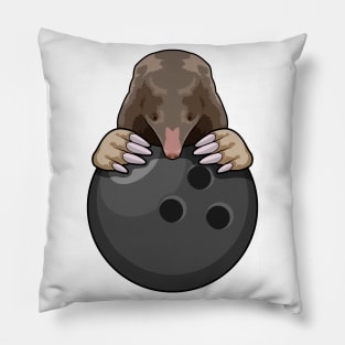 Mole at Bowling with Bowling ball Pillow