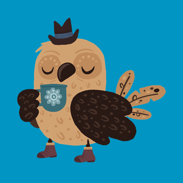 Even Mr Owl Needs A Cup Of Coffee Sometimes by LittleBunnySunshine