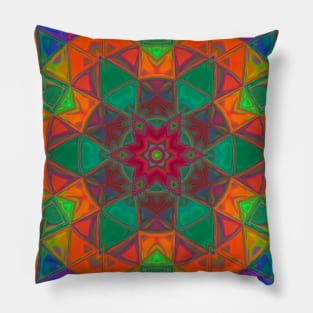 Mosaic Kaleidoscope Flower Rainbow Pillow