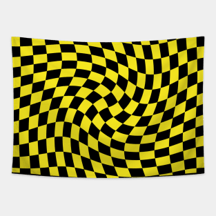 Twisted Checkerboard - Yellow and Black Tapestry