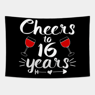 Cheers to 16 years Anniversary Gifts For Couple, Women and Men Tapestry