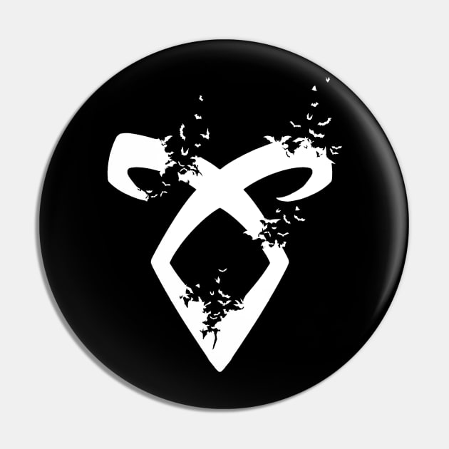 Shadowhunters / The mortal istruments - Angelic power rune with destructive bats (white) - Clary, Alec, Jace, Izzy, Magnus - Mundane Pin by Vane22april