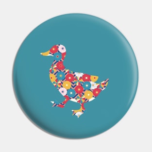 Duck Lover Gift: Floral Japanese Origami Style Pin