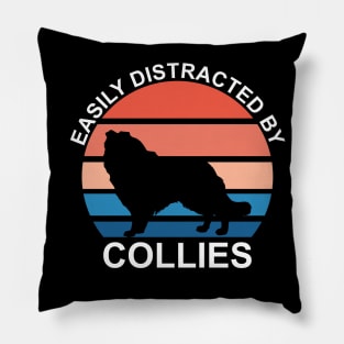 Easily Distracted By Collies - White Text Pillow