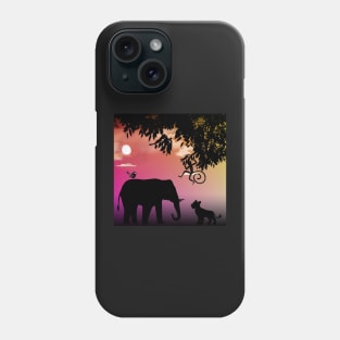 Animal Friends in the Jungle,sunset Phone Case