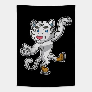 Ice Skater White Tiger Figure Skate Winter Sports Tapestry