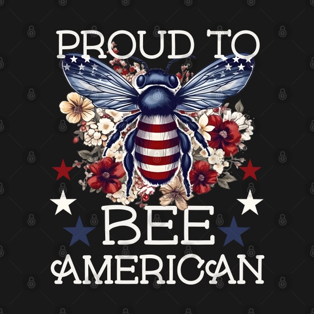 PROUD TO BEE AMERICAN FLORAL PATRIOTIC BEE VINTAGE STYLE by FlutteringWings 