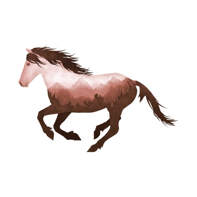 Dramabite Wild Horse Mustang Equine Double Exposure Wildlife Animal by dramabite